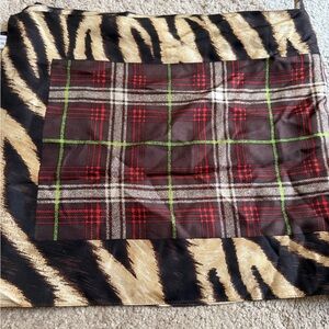 Talbots Brown and Red 100% Silk Oblong Scarf- 64 x 13